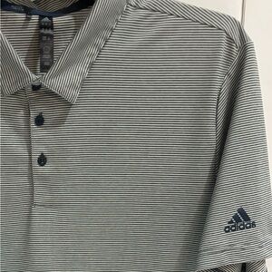 Adidas Adidas Ottoman Stripe Primegreen Polo Blue Performance Polo Shirt